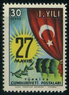 Türkiye 1961 Mi 1804 MNH Sun With Date, Turkish Flag | Heads | Olive Branch - Autres & Non Classés