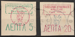 Creta 1905 Emissione Degli Insorti Di Therisso 5L Verde E Rosso + 20L Rosso E Azzurro Annullati N.35+37 Unificato - Crete