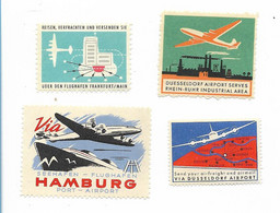 Y19733/ 4 X Reklamemarke Flugzeuge Flughafen Hamburg, Frankfurt, Düsseldorf - Otros