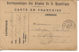 Carte Franchise Militaire  - GUERRE 14/18  - 169°infanterie => CASTELLANNE ( Basses Alpes ) . - Cartes De Franchise Militaire