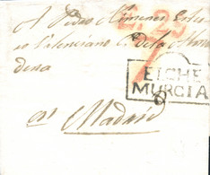 D.P. 20. 1839. Carta De Crevillente A Madrid. Marca De Elche Nº 5 En Negro. Rara. - ...-1850 Prefilatelia