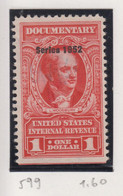 Verenigde Staten Scott Cataloog Fiskale Zegel S/Internal Revenues:serie 1952 RA599 - Revenues