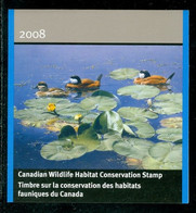 ÉRISMATURE, Canard; Conservation Habitats Fauniques CANADA 2008 Wildlife Habitat Conservation RUDDY Duck  (8424) - Viñetas Locales Y Privadas