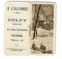 Calendrier Bijou 1937 A L ALLIANCE DELPY Bijoutier Poitiers - Petit Format : 1921-40