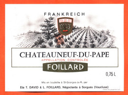 Etiquette Neuve De Vin De Chateauneuf Du Pape T David Et F Foillard à Sorgues - 75 Cl - Languedoc-Roussillon