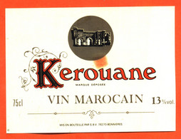 Etiquette Neuve De Vin Du Maroc Kerouane - 75 Cl - Beaujolais