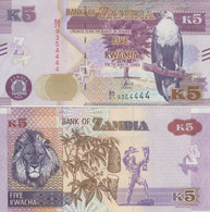 ZAMBIA 5 Kwacha  2021  P 57 UNC  New Date 2021 - Zambie