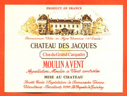 Etiquette Neuve De Vin Moulin à Vent Chateau Des Jacques Thorin à La Chapelle De Guinchay - 75 Cl - Beaujolais