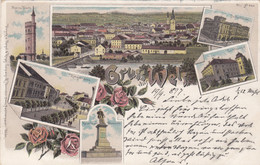 A9233) GRUSS Aus WELS - LITHO Postgebäude Lichtenegg Ringstrasse Marienwarte Kaiser Josef Monument 1897 !! - Wels