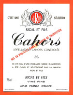 Etiquette Neuve De Vin De Cahors  Rigal Et Fils à Parnac - 75 Cl - Cahors