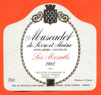 Etiquette Neuve De Vin Muscadet De Sèvre Et Maine Les Mesnils 1982 Barré Frères à Gorges - 73 Cl - Vin De Pays D'Oc