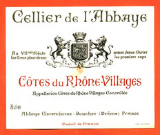 Etiquette Neuve De Vin Cotes Du Rhone Villages Celliers De L'abbaye Abbaye Cistercienne à Bouchet Drome - 75 Cl - Côtes Du Rhône