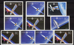 EU-Raumfahrt 1991 Portugal 1862/3+4 Paare ** 45€ Fernseh-Satellit EUTELSAT/Olympus In Bl.78 Bloc Space Se-tenant Bf CEPT - Sammlungen