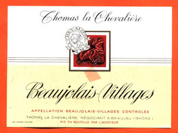 Etiquette Neuve De Vin Beaujolais Villages Thomas La Chevalière à Beaujeu - 75 Cl - Beaujolais