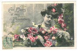 CPA Fantaisie Femme .Félicitations. Edit Croissant . 1906 - Women