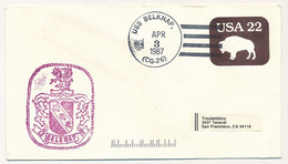 ETATS UNIS - Enveloppe Entier Postal 22c Bison - Obl USS BELKNAP (CG-26) - 3/4/1987 - 1981-00