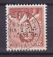 Belgium Perfin Perforé Lochung 'J.V.' 1953 Mi. 974x, 2 Fr. König Baudoin Deluxe BRUXELLES Brussel Cancel (2 Scans) - 1951-..