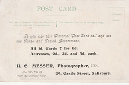 SALISBURY ADVERTISING CARD - H.C. MESSER, CASTLE STREET - Salisbury