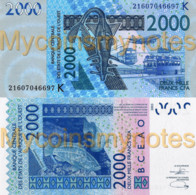 WEST AFRICAN STATES, SENEGAL, 2000 Francs, 2021, Code K, (Not Yet In Catalog), New Signature, UNC - États D'Afrique De L'Ouest