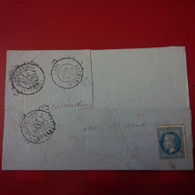 LETTRE ALTKIRCH POUR BAR SUR AUBE 1870 - 1863-1870 Napoléon III Lauré