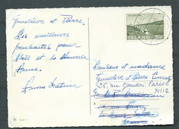 Timbre D 'Islande  Affranchissant Une Carte Postale Pour La France En 1963  -  Mald 10302 - Lettres & Documents