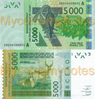 WEST AFRICAN STATES, IVORY COAST, 5000, 2018, Code A, Pick New, (Not Listed In Catalog), UNC - West African States