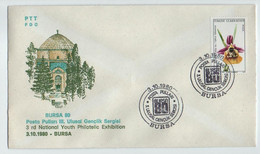 Turkey 1980 Youth Day | 3rd National Youth Philatelic Exhibition | Special Cover, Bursa, Oct. 9 - Lettres & Documents