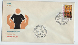 Turkey 1981 Teachers' Day,   Special Cover, Ankara, Nov. 24 - Cartas & Documentos