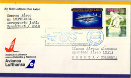 1973 COLOMBIA , PRIMER VUELO / FIRST FLIGHT , CONJUNTO AVIANCA - LUFTHANSA , BOGOTÁ -  CARACAS - LAS PALMAS - FRANKFURT - Kolumbien