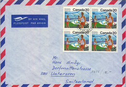 1976 CANADÁ , OLIMPIADAS DE MONTREAL , OLYMPIC GAMES , MONTREAL 76 , BLOQUE DE 4 , MAT. LONDON / ONTARIO - Cartas & Documentos