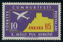 Türkiye 1965 Mi 1966 MNH Plane Over Ankara Castle, Airliner - Other & Unclassified