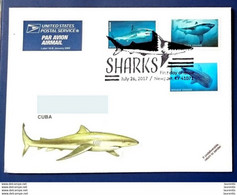 1301  Sharks - Requins - USA - FDC - 1,75 - Fishes