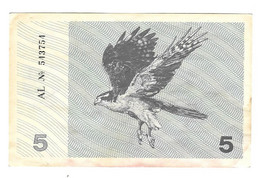 LITUANIE BILLET DE 5 TALONAS 1991 - UN RAPACE, BLASON , VOIR LES SCANNERS - Litouwen