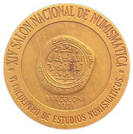 ESPAÑA. MEDALLA XIV SALÓN NACIONAL DE NUMISMÁTICA. BARCELONA 1.991. BRONCE DORADO. ESPAGNE. SPAIN MEDAL - Professionals/Firms