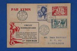 AS12 MAURITANIE  BELLE CARTE  1945 PAR AVION  TAMCHAKETT + CIRCUIT TRANSMAURITANIE+++AFFRANCH. PLAISANT - Lettres & Documents