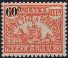 MADAGASCAR Taxe 17 ** MNH Palais Princier à Tananarive Surchargé 1924-1927 - Timbres-taxe