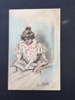Femme Avec Livre -illustration De Henri Bouty- - Otros Ilustradores