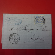 LETTRE DARNEY BANQUE DROUOT POUR EPINAL BANQUE DE FRANCE 1876 - 1876-1878 Sage (Tipo I)