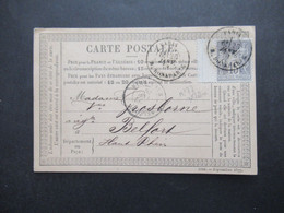 Frankreich 187 Sage Nr.61 II Mit Zwischensteg!! Carte Postale Paris - Belfort Stempel Lucien Sage Cortier De Commerce - 1876-1898 Sage (Type II)