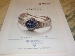 ANCIENNE PUBLICITE COLLECTION KIRIUM MONTRE TAG HEUER 1997 - Autres & Non Classés