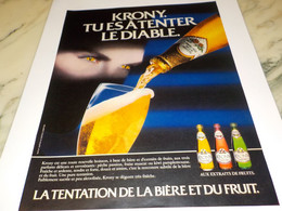 ANCIENNE PUBLICITE TENTER LE DIABLE KRONY 1986 - Alcools