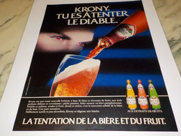 ANCIENNE PUBLICITE TENTER LE DIABLE KRONY 1986 - Alcools