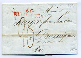 66 MULHAUSEN  44x11 Rouge / Dept Du Haut Rhin / 1812 - 1801-1848: Precursors XIX