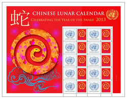 ONU New-York 2013 - Feuille De Timbres Personnalisés "Chinese Lunar Calendar" Year Of The Snake Année Du Serpent ** - Astrologie