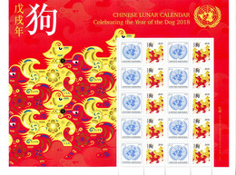 ONU New-York 2018 - Feuille De Timbres Personnalisés "Chinese Lunar Calendar" Year Of The Dog Année Du Chien ** - Astrologie