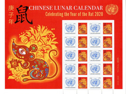 ONU New-York 2020 - Feuille De Timbres Personnalisés "Chinese Lunar Calendar" Year Of The Rat Année Du Rat ** - Astrologie