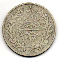 EGYPT - SULTAN ABDUL HAMID II, 20 Qirsh, Silver, Year 22, AH1293, KM #296 - Aegypten
