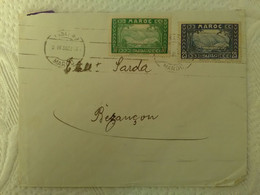 Lot 2 ENVELOPPE COMMERCIALE MAROC Rabat 1935 Vers BESANCON HORLOGERIE SARDA Timbre Moulat Idriss - Briefe U. Dokumente