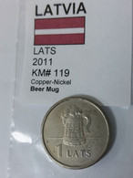 Latvia - 1 Lats, 2011, Beer Mug, KM# 119 - Latvia