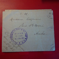 LETTRE CORRESPONDANCE MILITAIRE CACHET 208E R.A.C DEPOT POUR PONT SAINTE MARIE AUBE - Covers & Documents